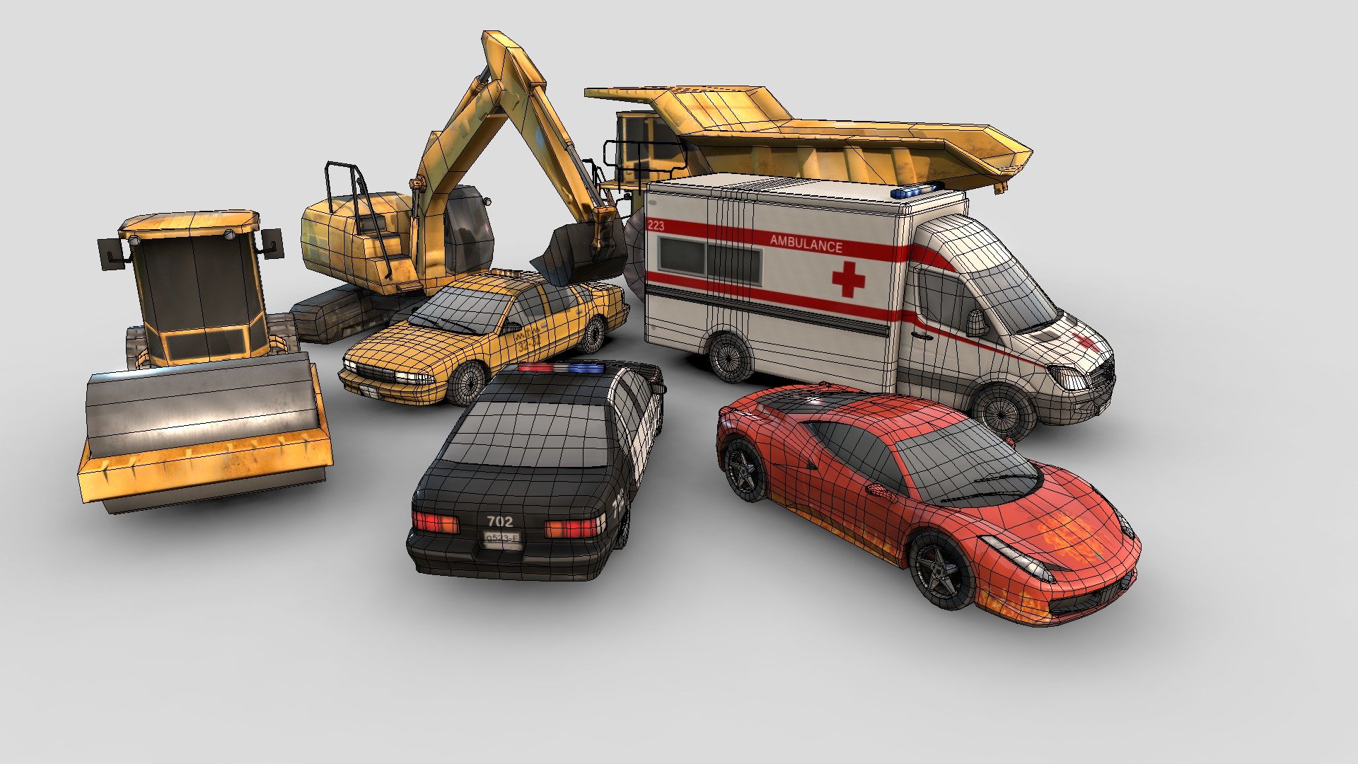 Low-poly auto pack for games 3d model