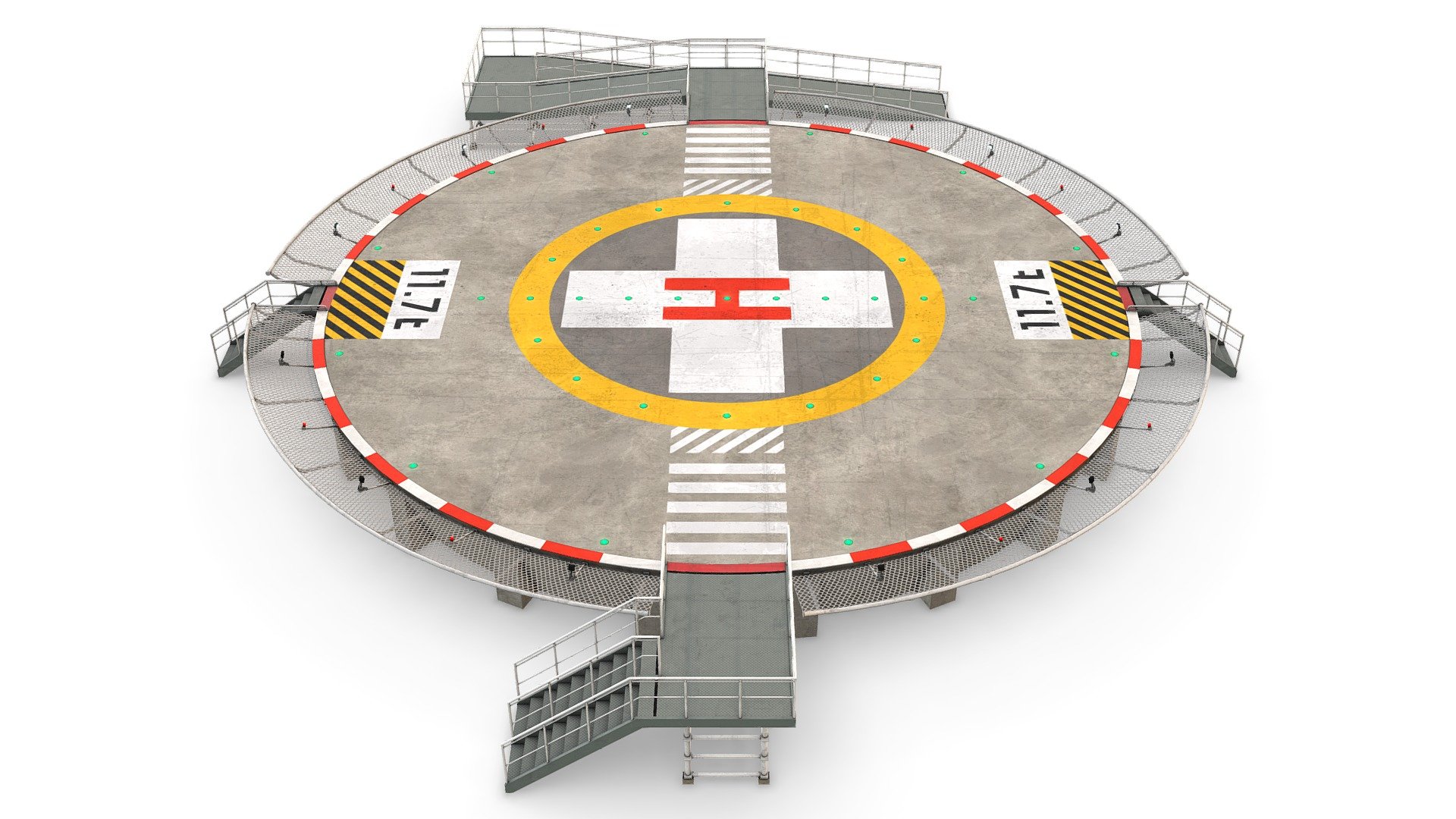 Helipad Medical Concrete Circular Elevated J 3d model