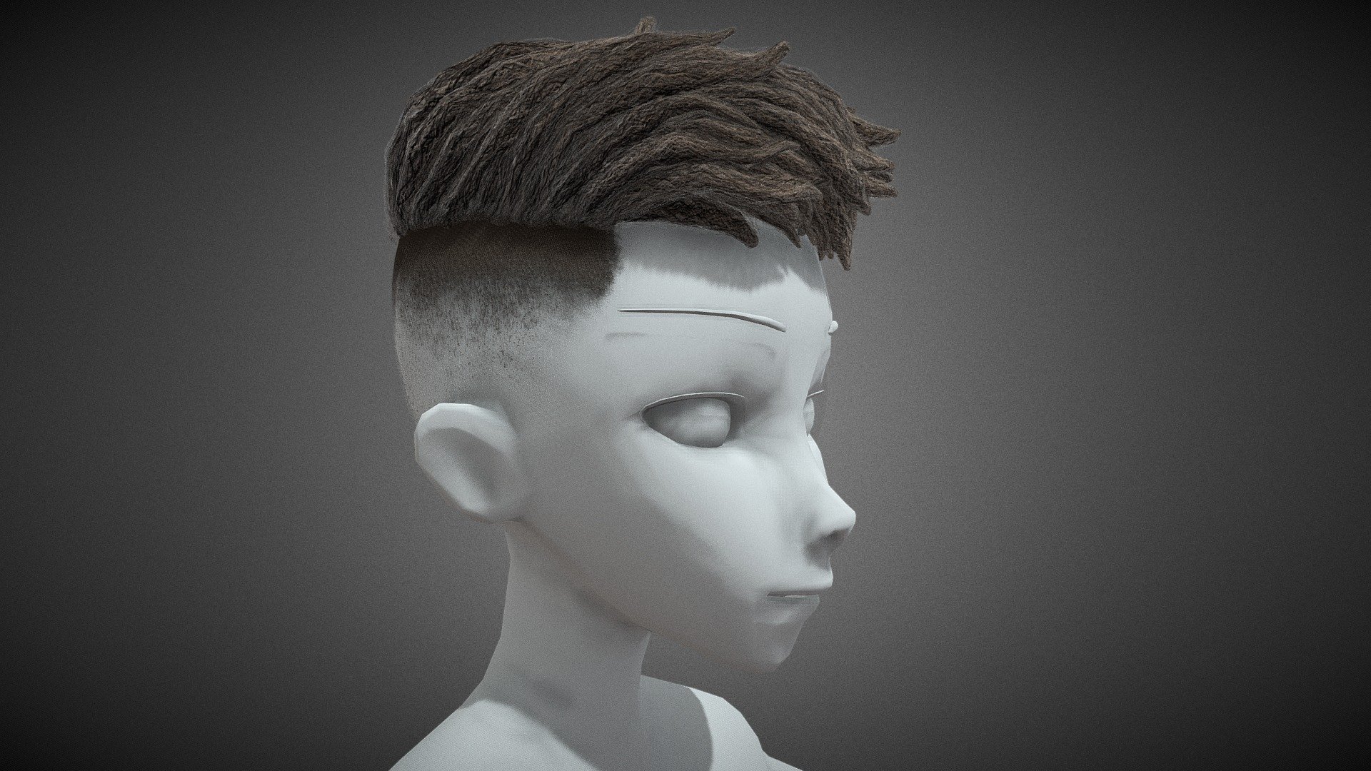 Male Hair Cards Style 9 3d model