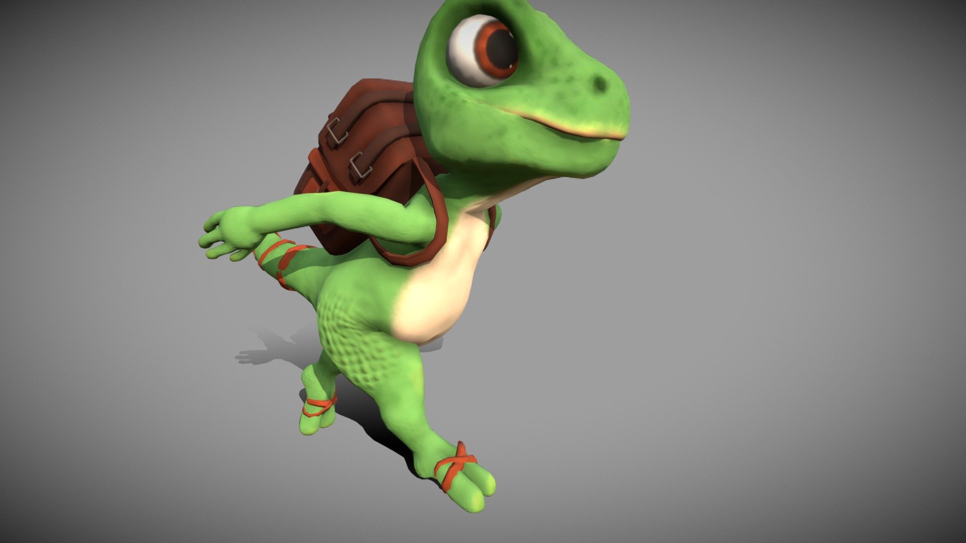 cartoon gecko traveler 3d model