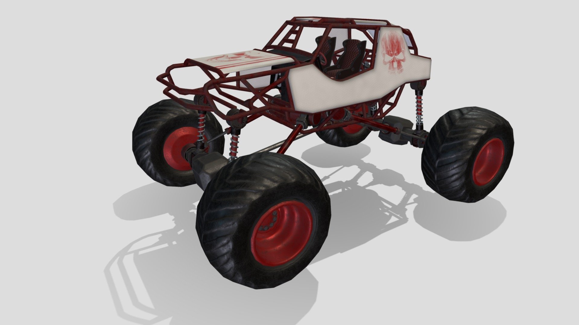 Red Monster Truck 3d model