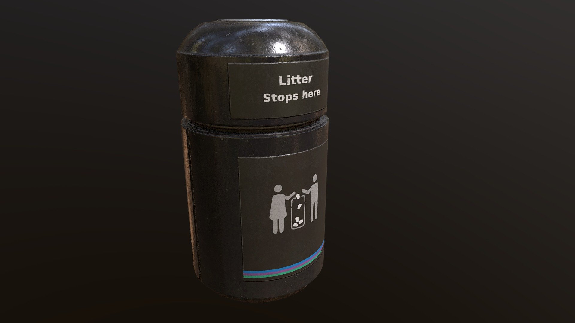 Subway trash can 3d model