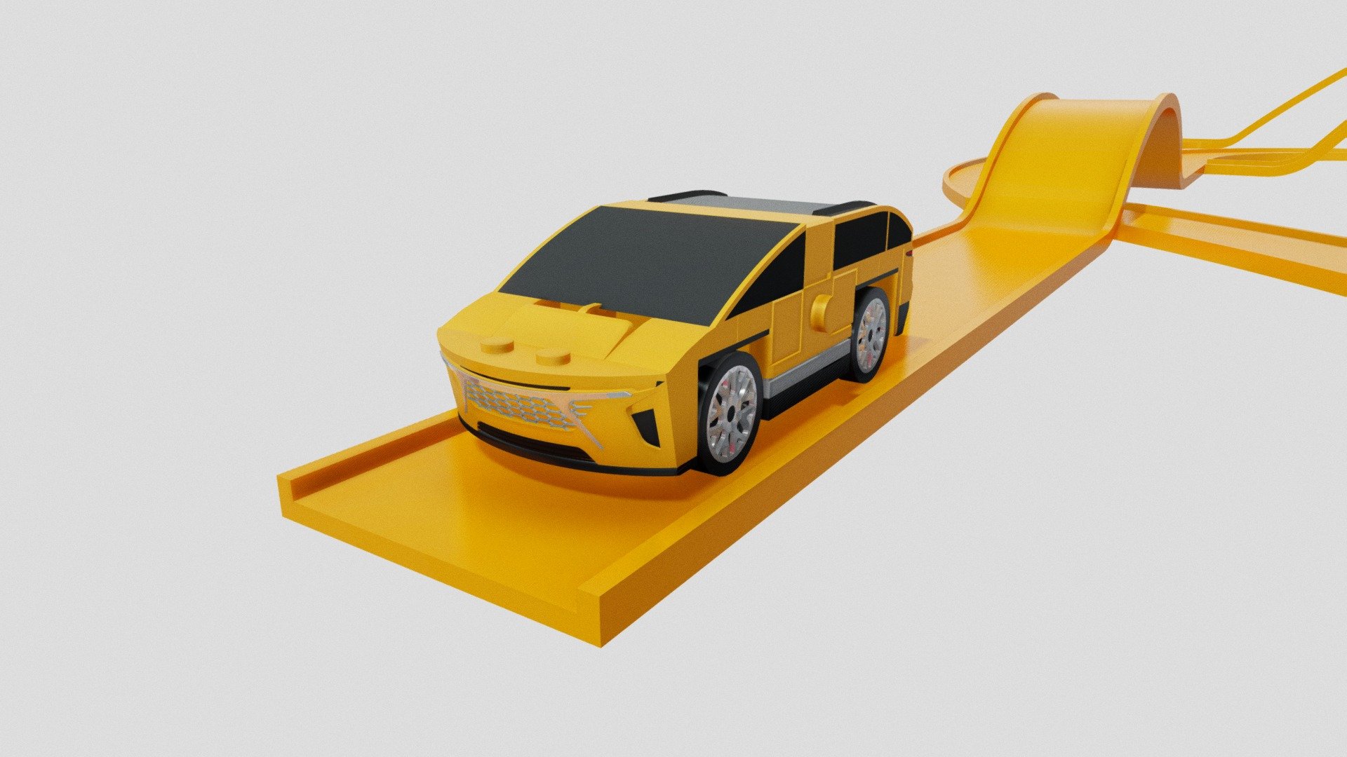 Toy car and tracks 3d model