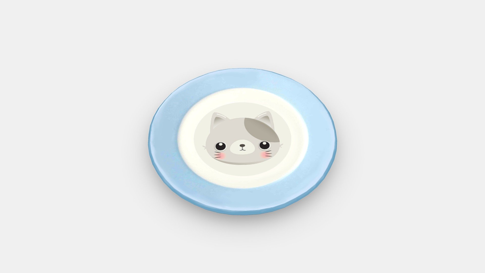 Cartoon kitten plate 3d model