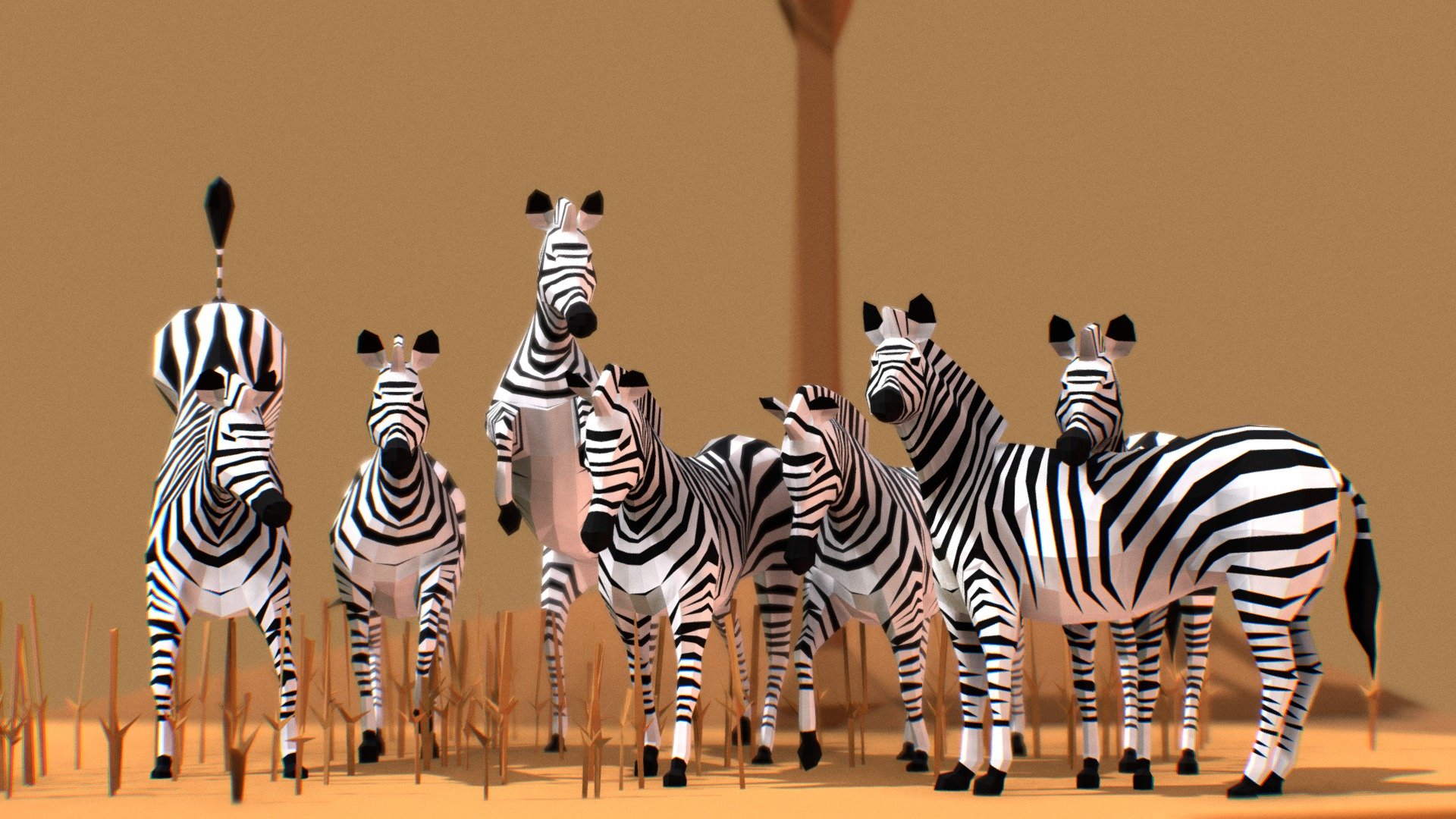 Zebras 3d model