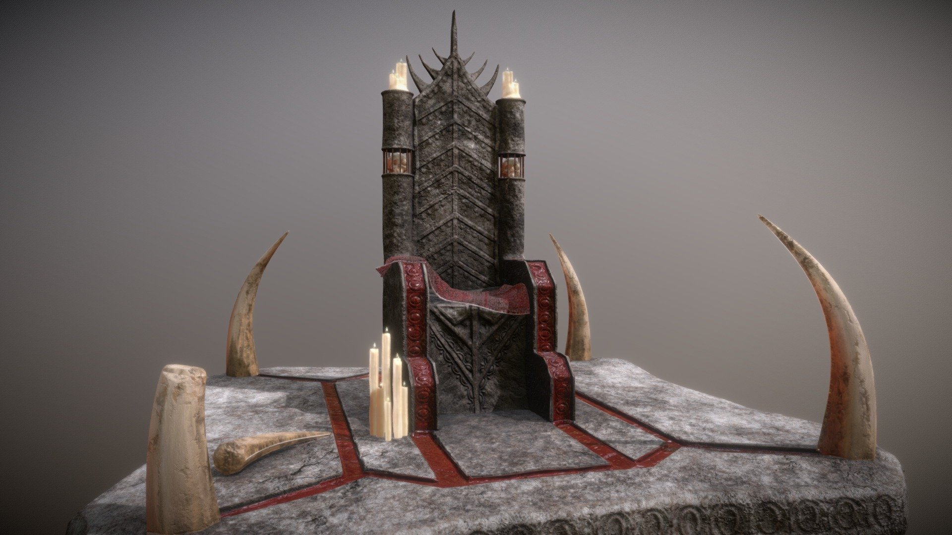 Dark Gothic Medieval Throne 3d model