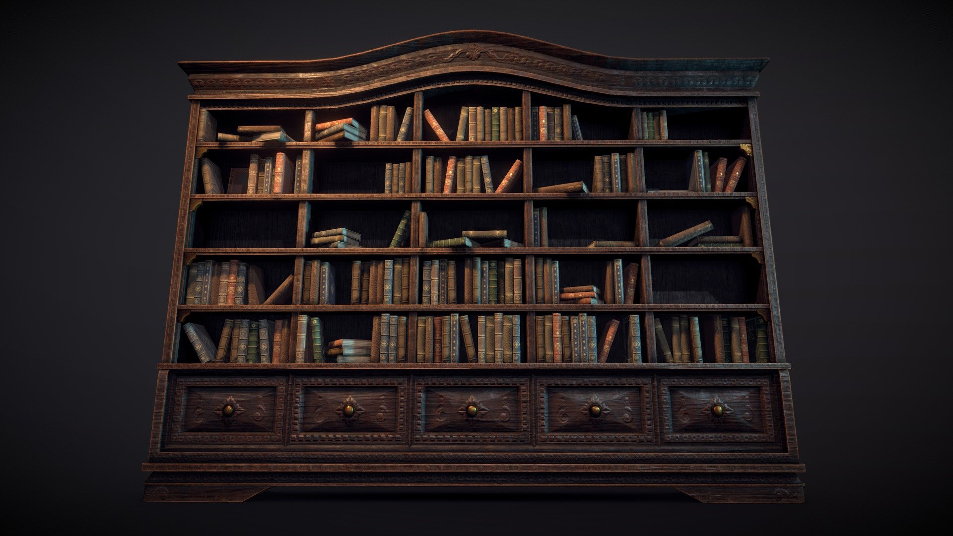 Old bookshelf 3d model