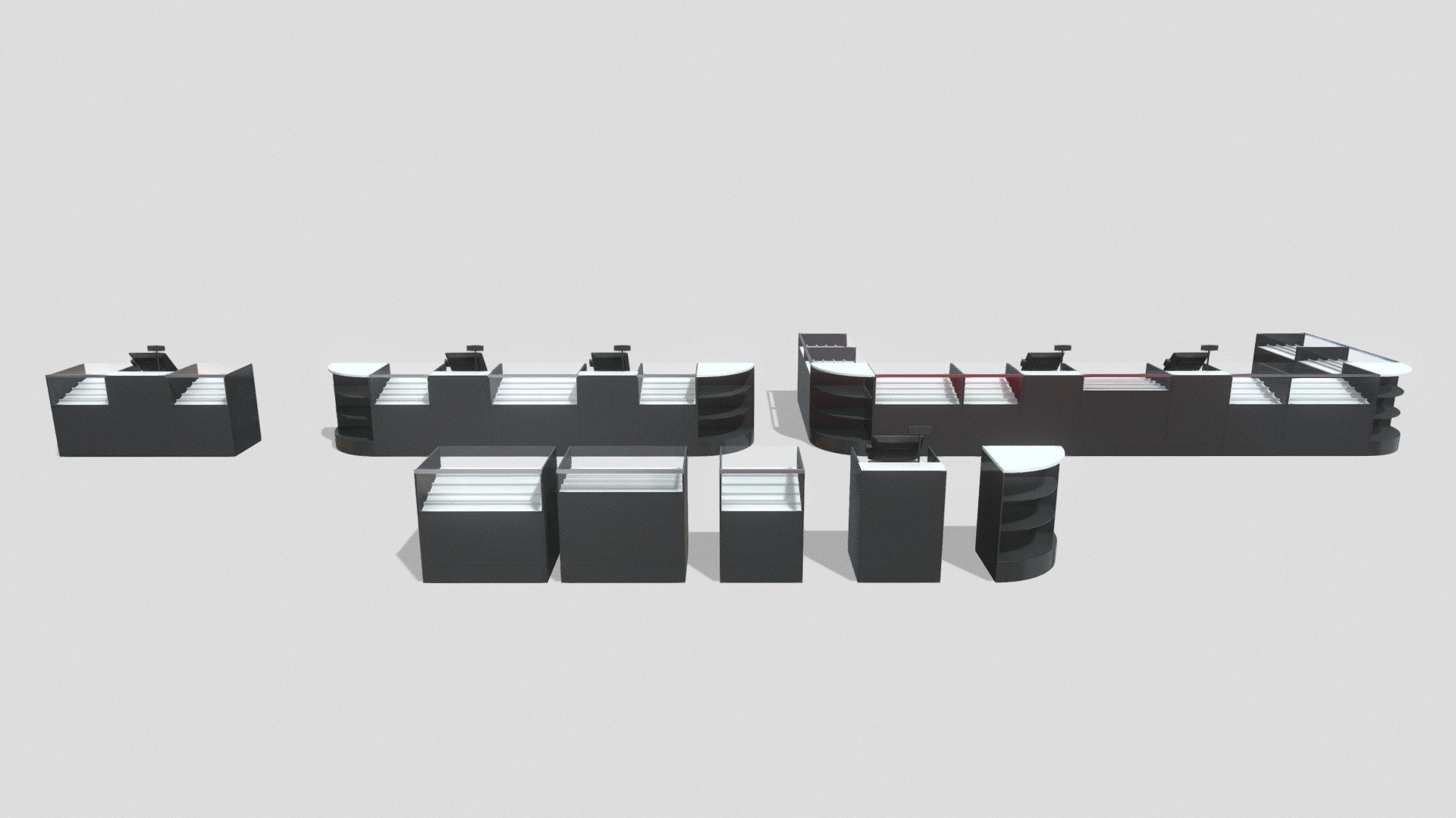 Counter Cashier Modules 3 3d model