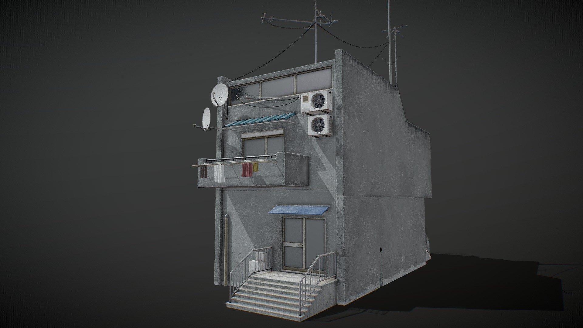 Dystopian Cyberpunk Building #4 3d model