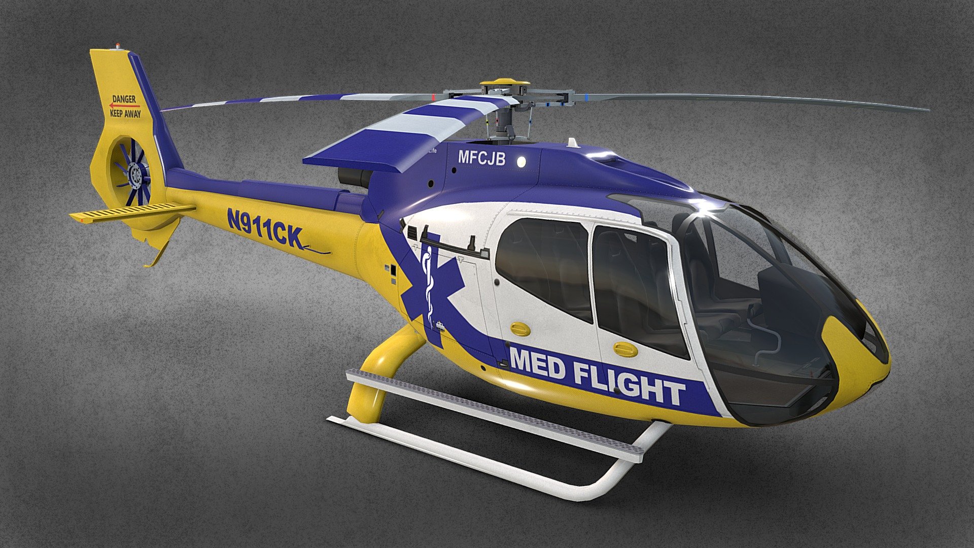 Med Flight Helicopter Airbus H130 Livery 22 3d model