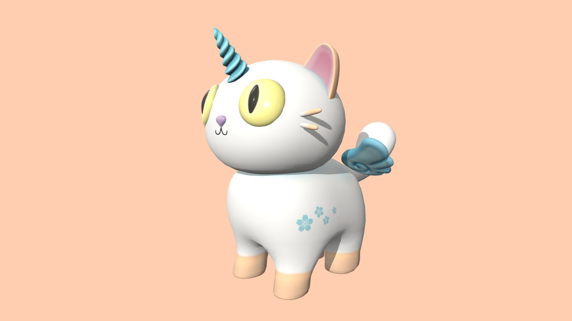 Cute cat unicorn (stylized) 3d model