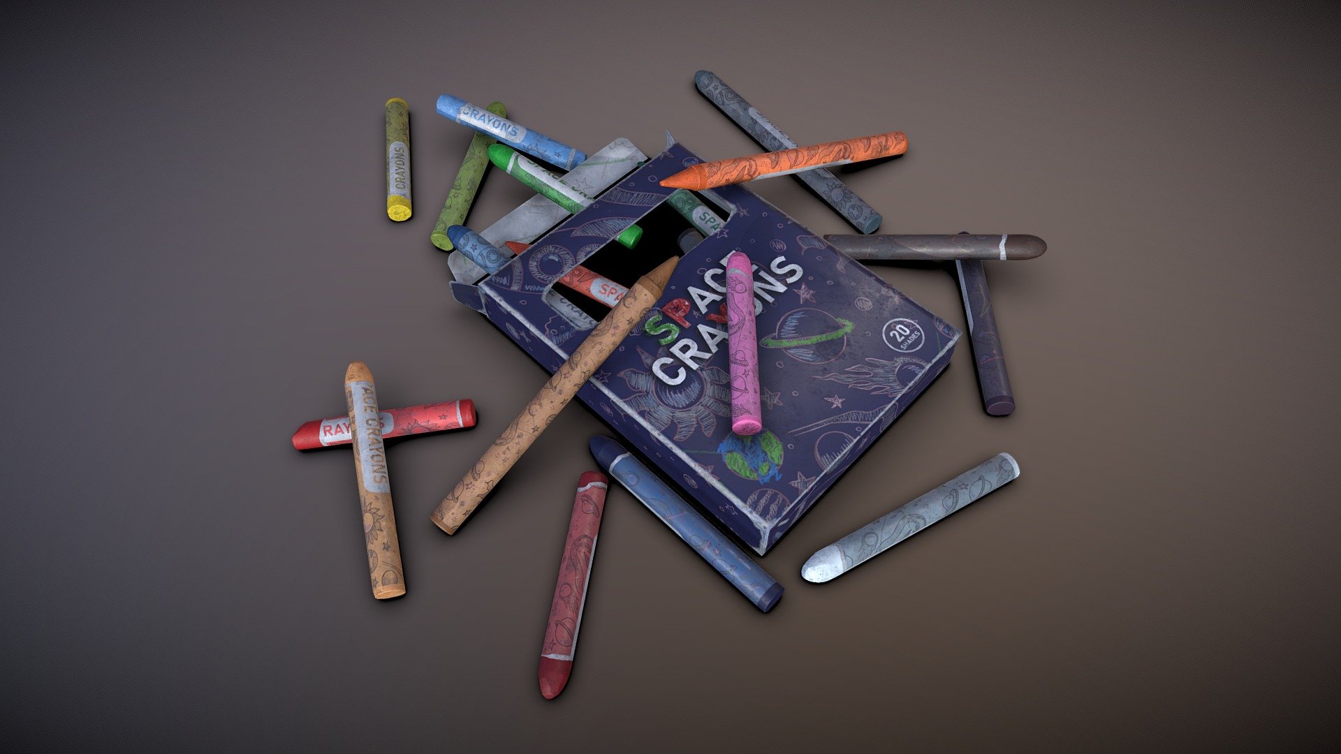 Crayons Colours 3d model