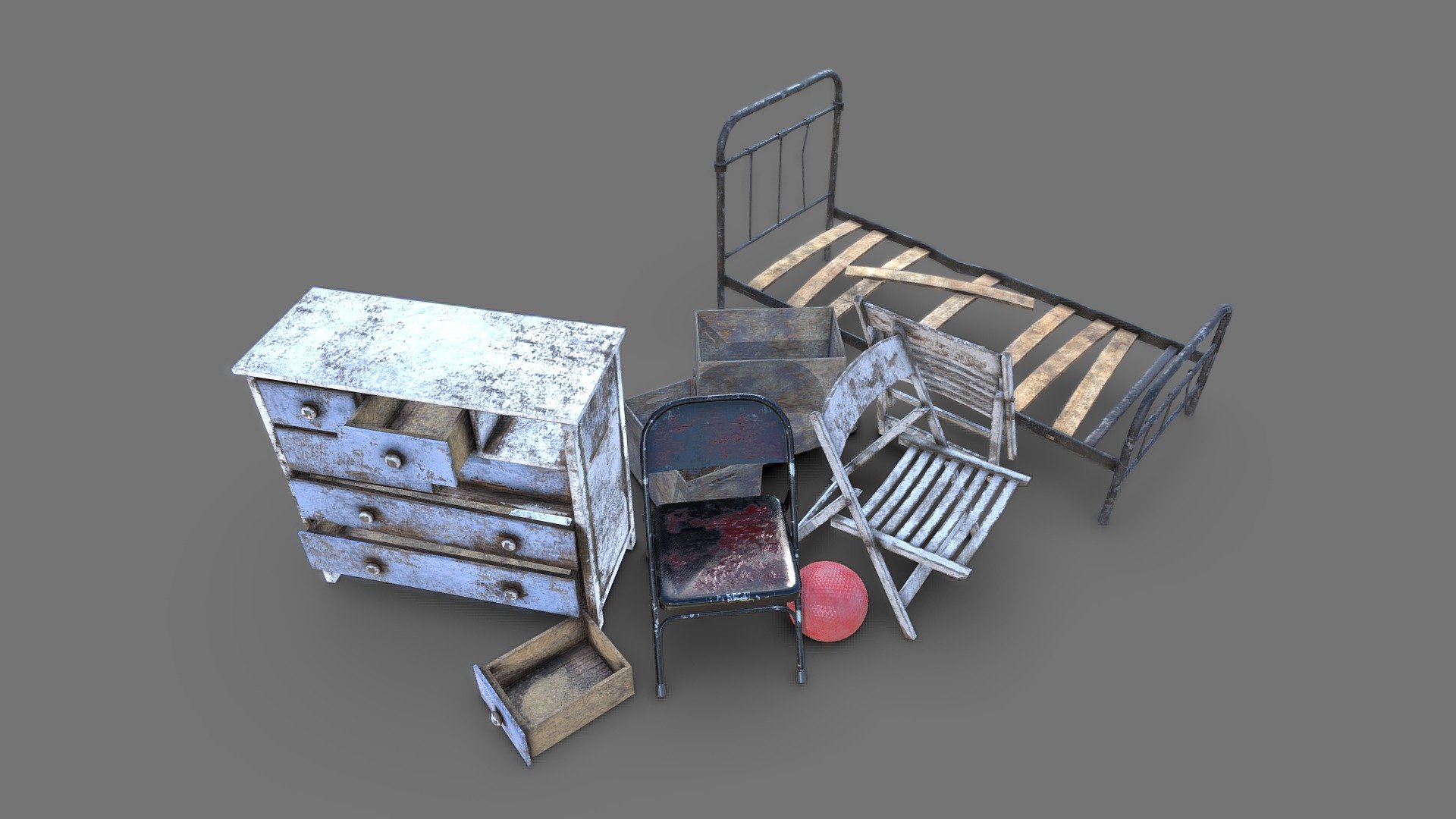 Distressed Furniture Collection 3d model