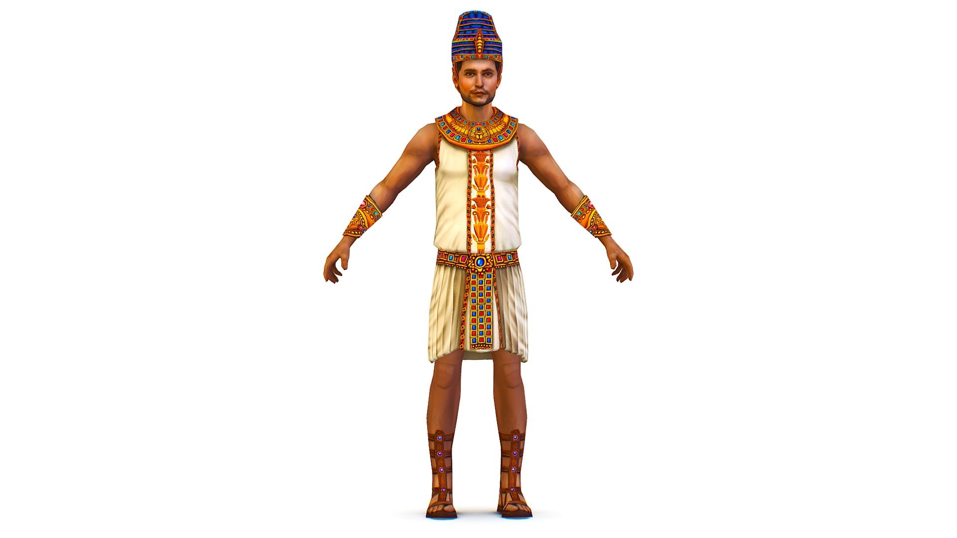 a Young Man Dressed as an Egyptian Pharaoh 3d model