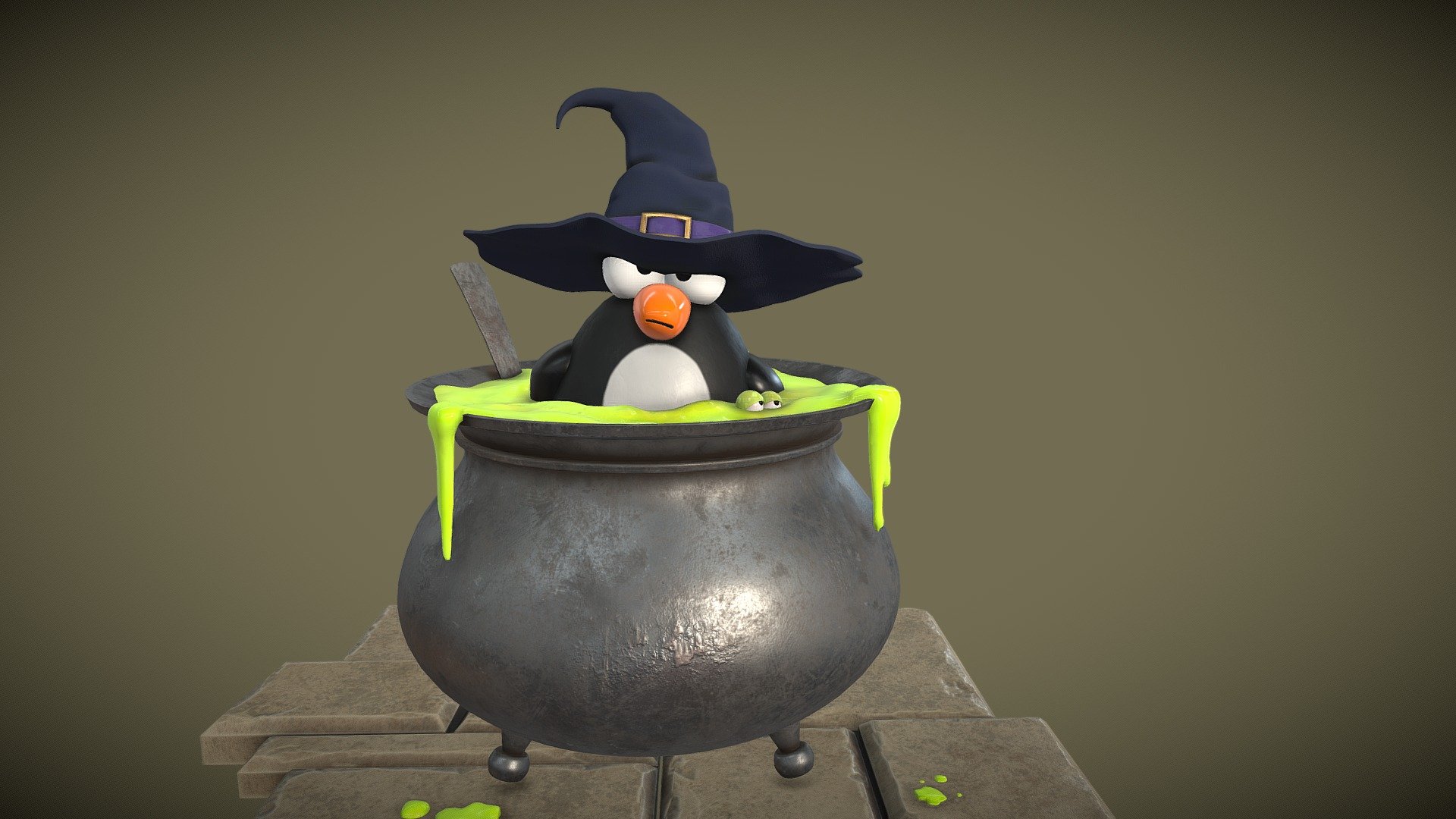 Penguins Halloween Bath Time 3d model