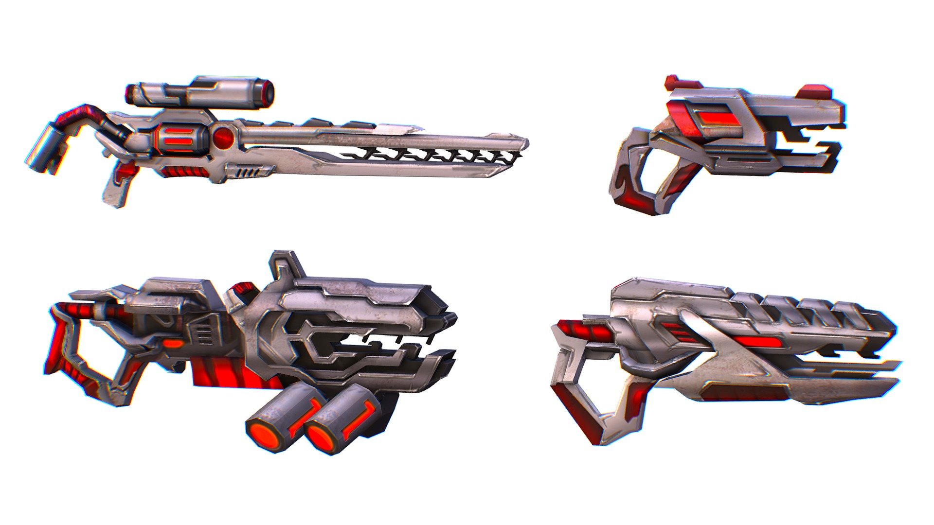 $42 discount Sci-Fi Сartoon Weapons Set 4 3d model