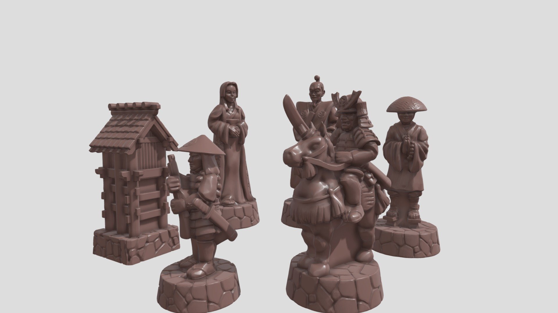 Chessset Japan army 3d model