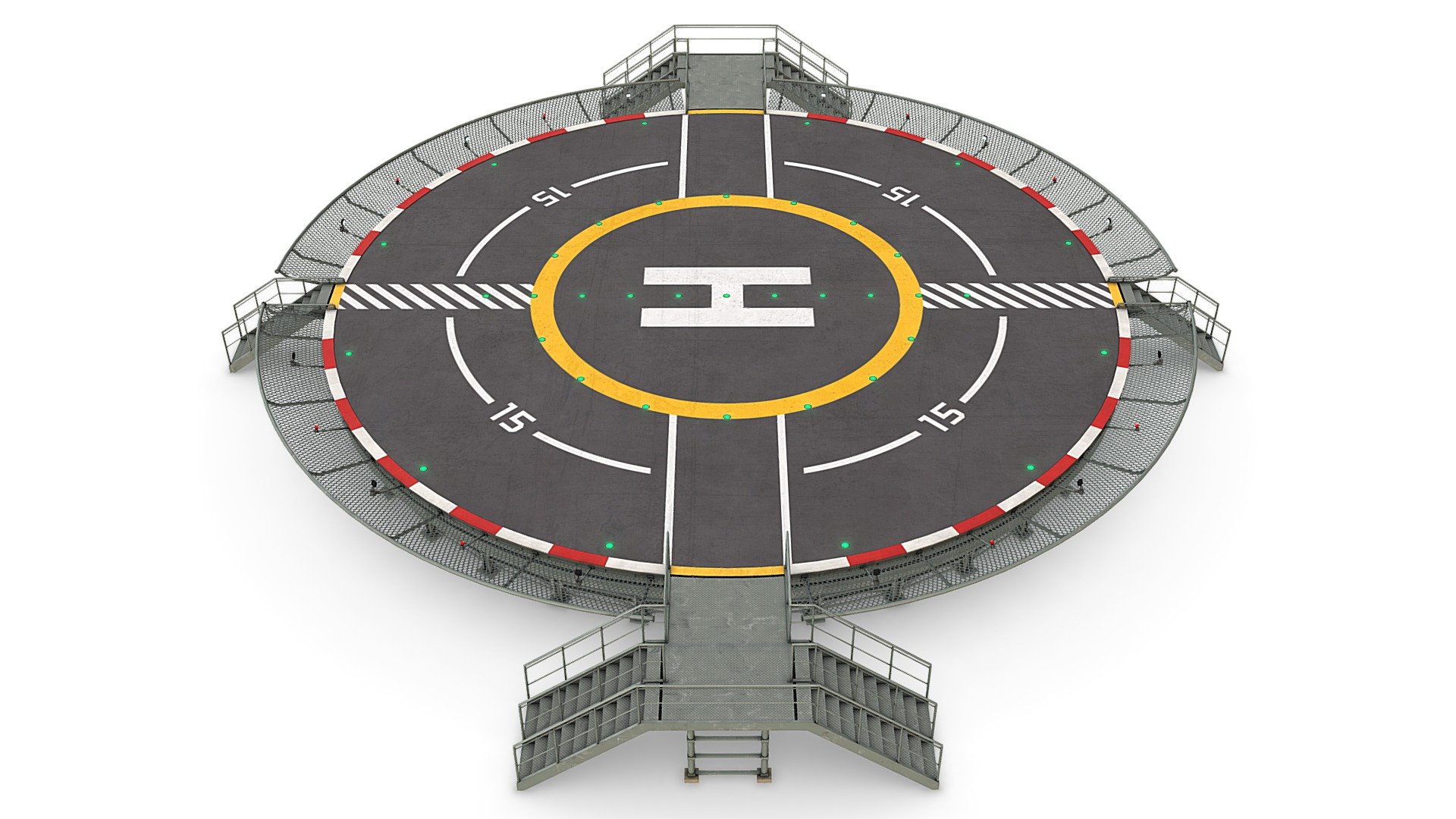 Helipad Civil Coated Circular Elevated D 3d model