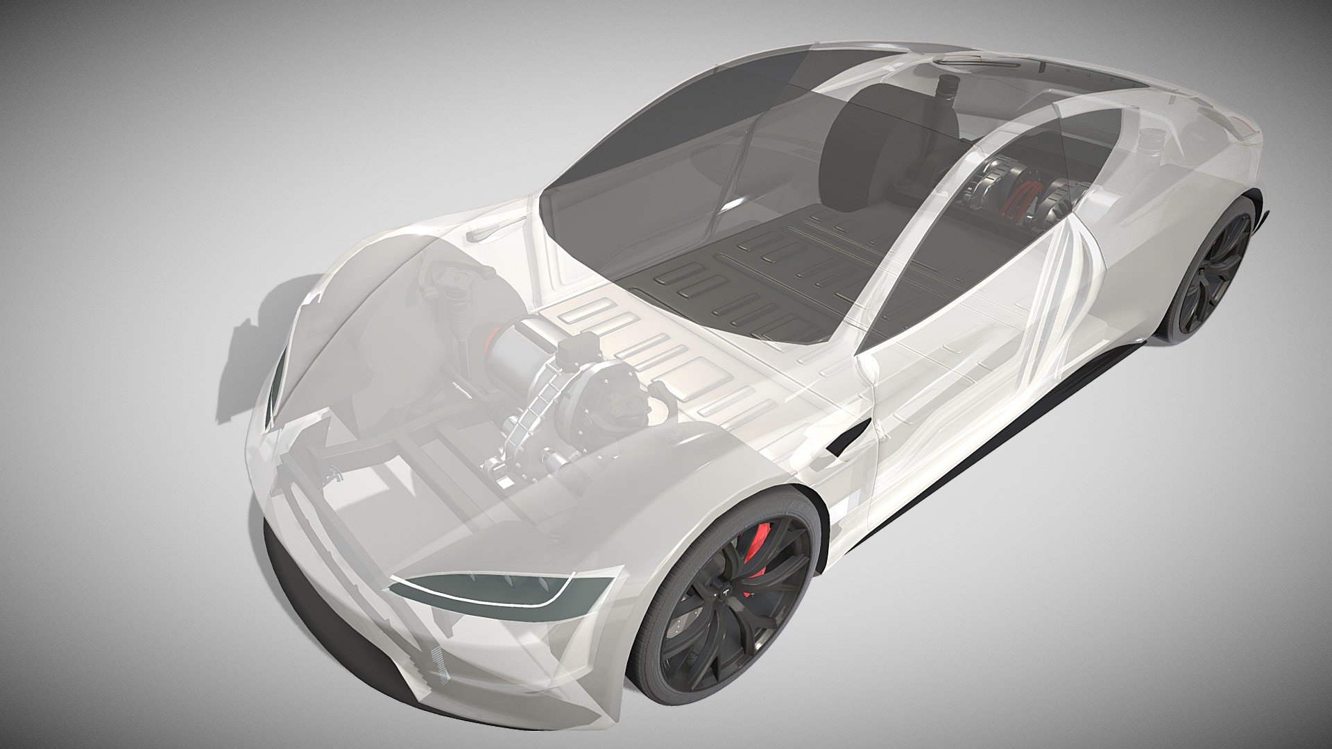 Tesla Roadster White with Chassis 3d model