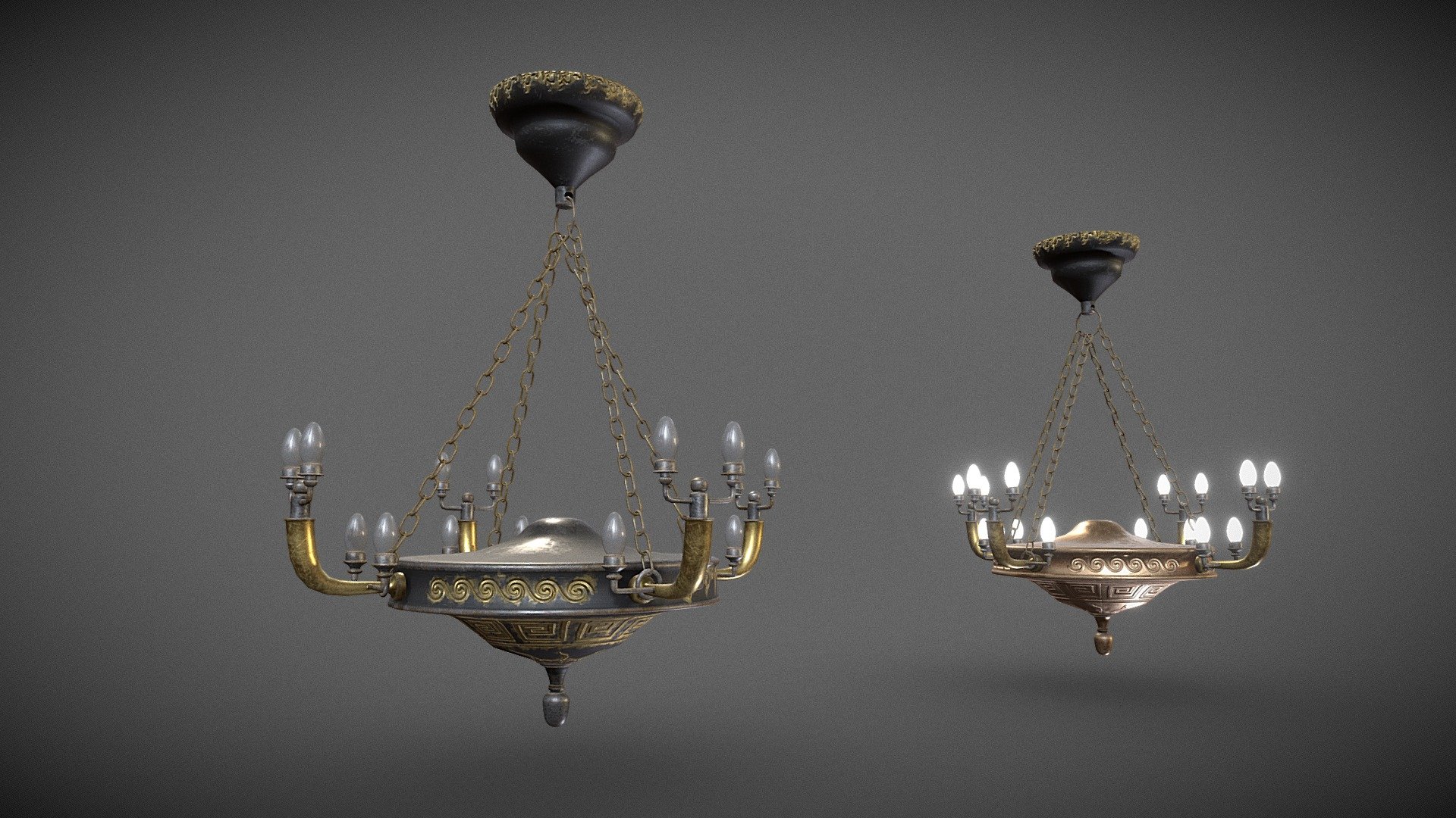 Pair of chandeliers 3d model