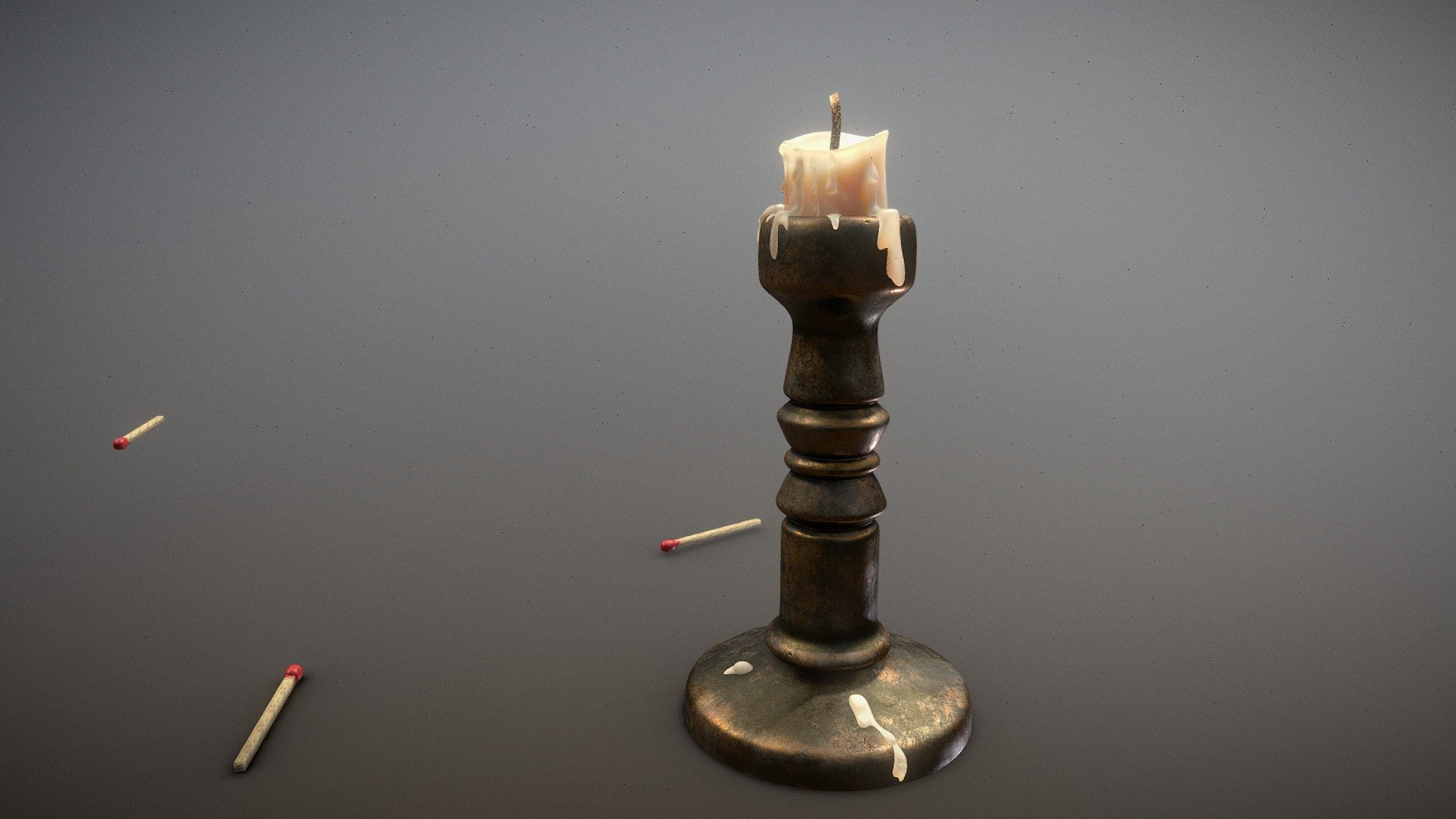 Candle + Matches 3d model