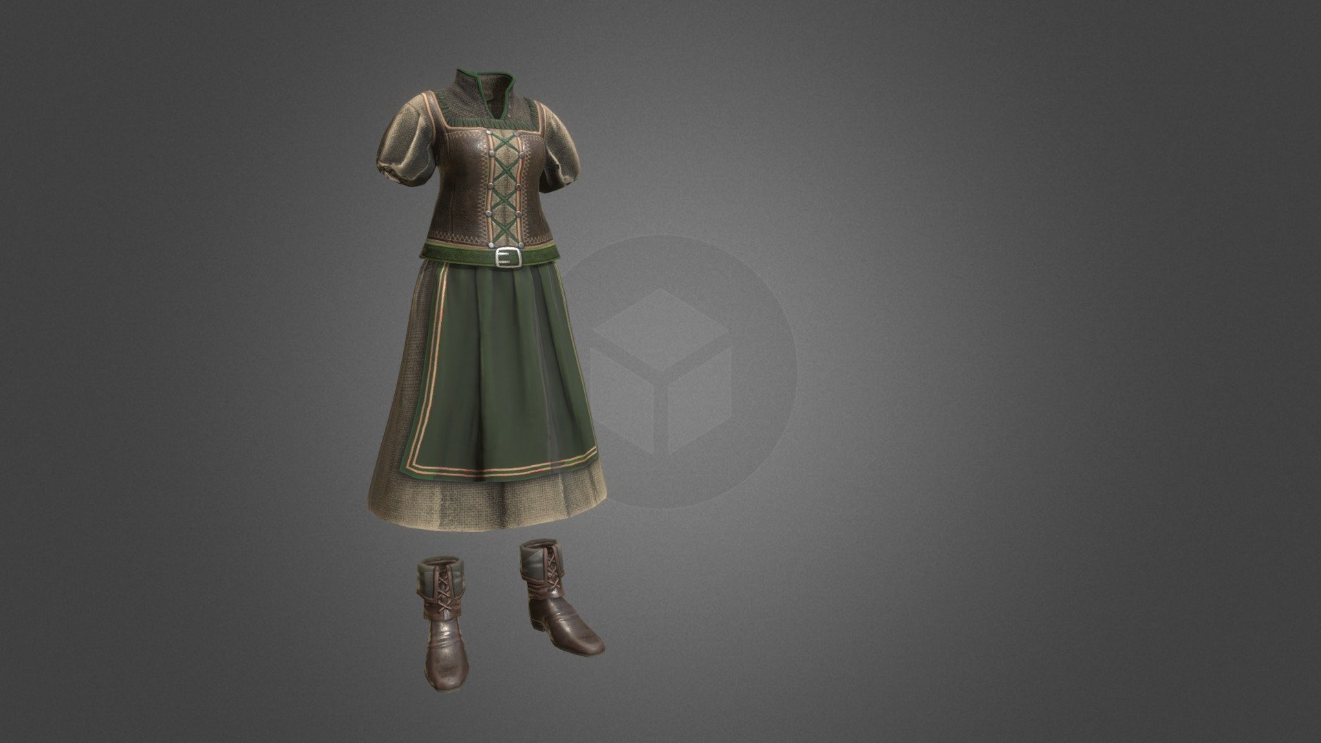 Apron Peasant Dress 3d model