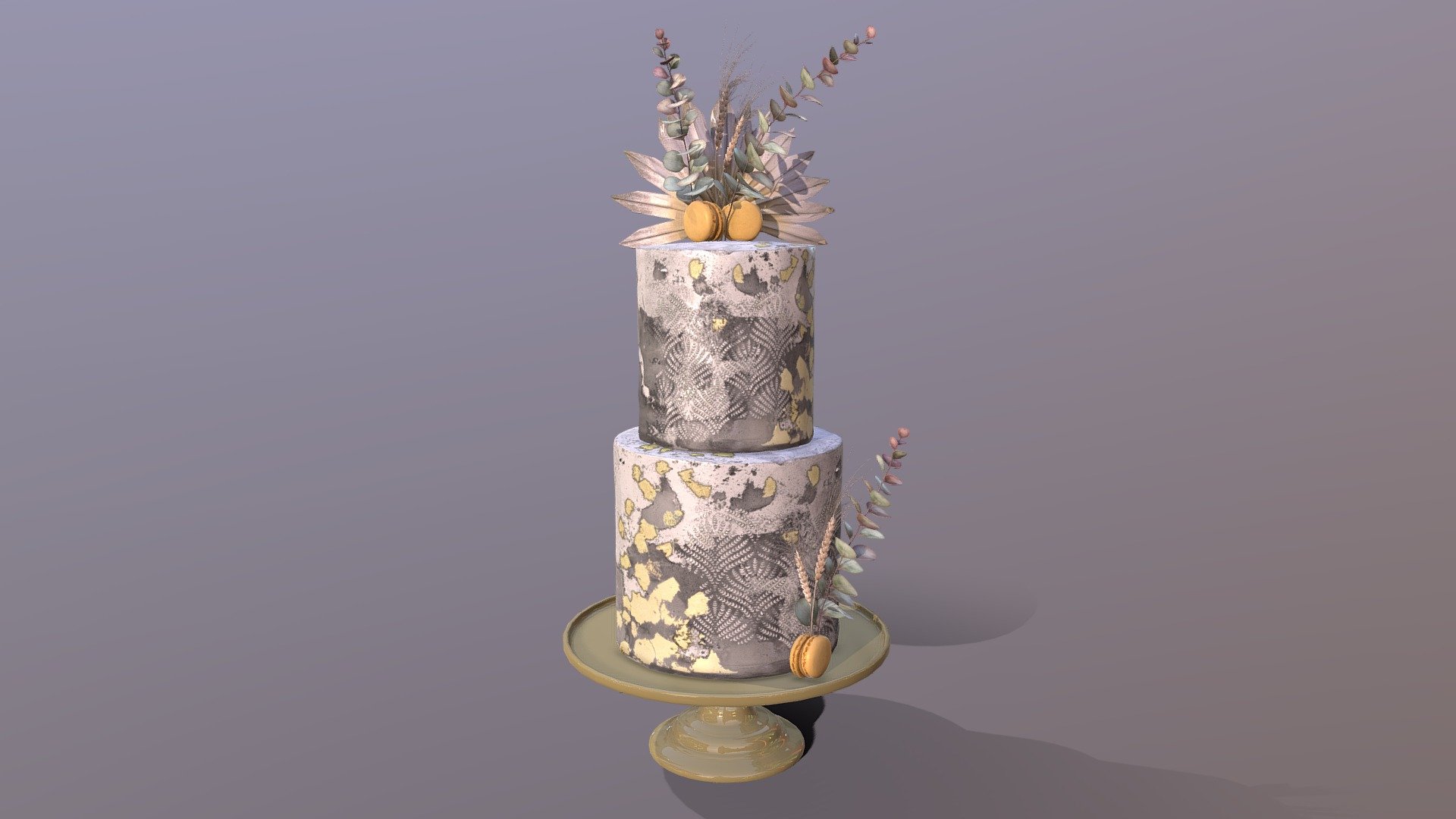 Elegant Eucalyptus Wedding Cake 3d model