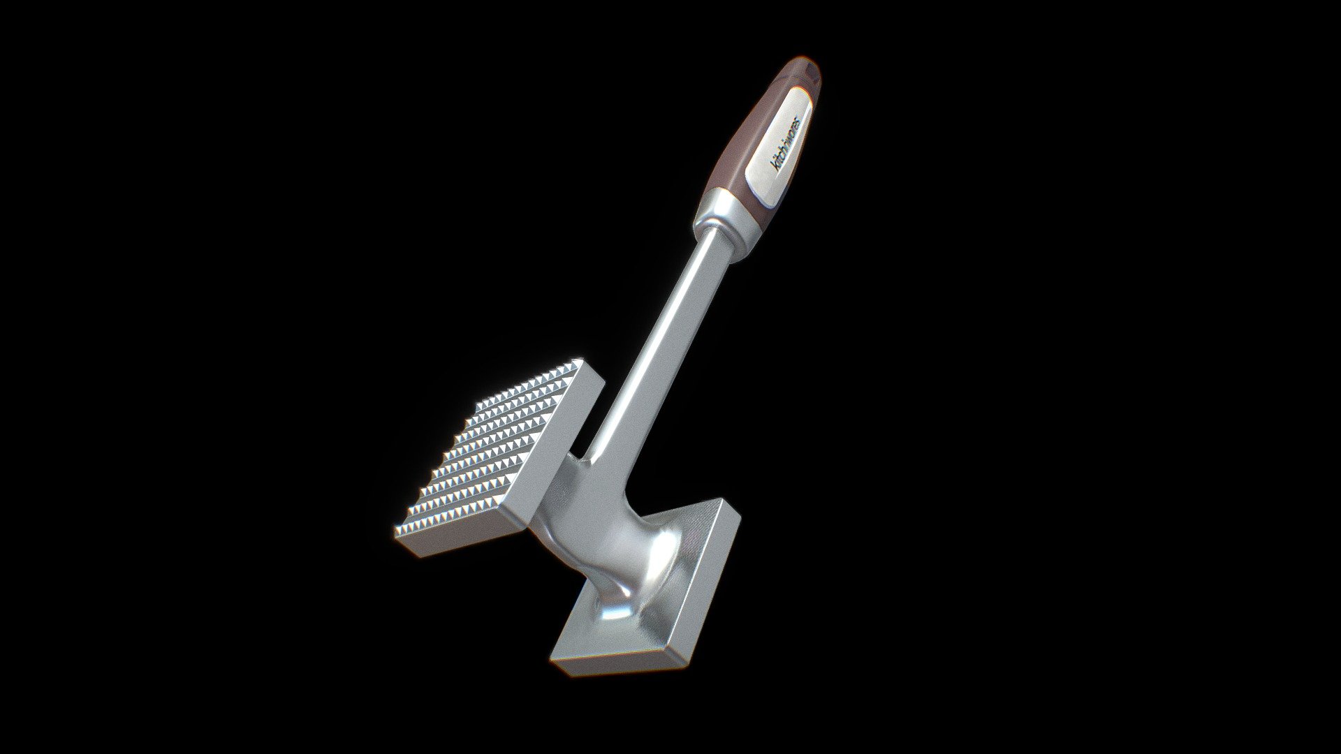 Meat Hammer Kitchnwares with brown rubber handle 3d model