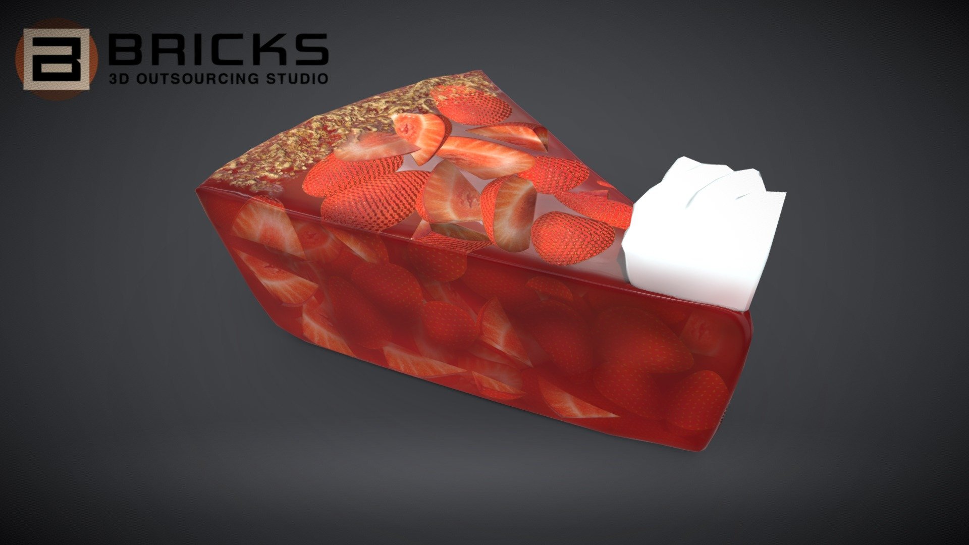 PieStrawberryPiece 3d model