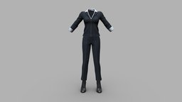 Formal Navy Female Trousers Jacket Boots Outfit