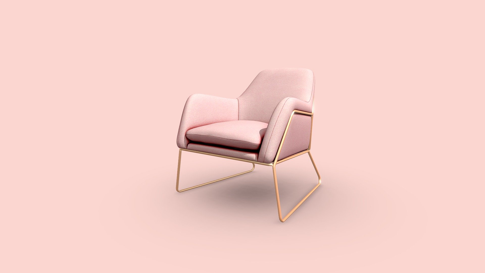 THE POWDERY PINK ARMCHAIR WITH GOLDEN LEGS 3d model