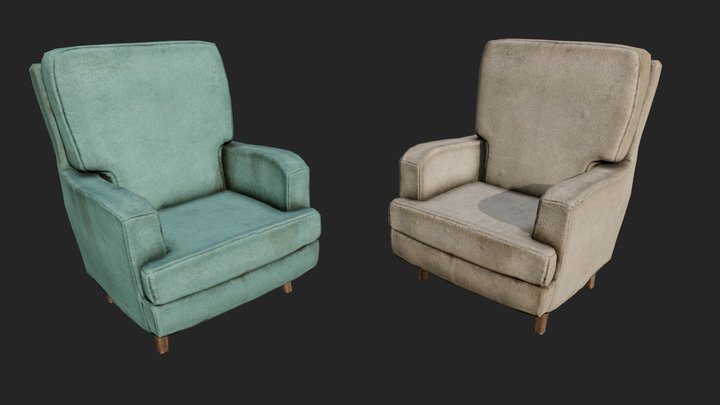 Old Linen Chairs PBR 3d model