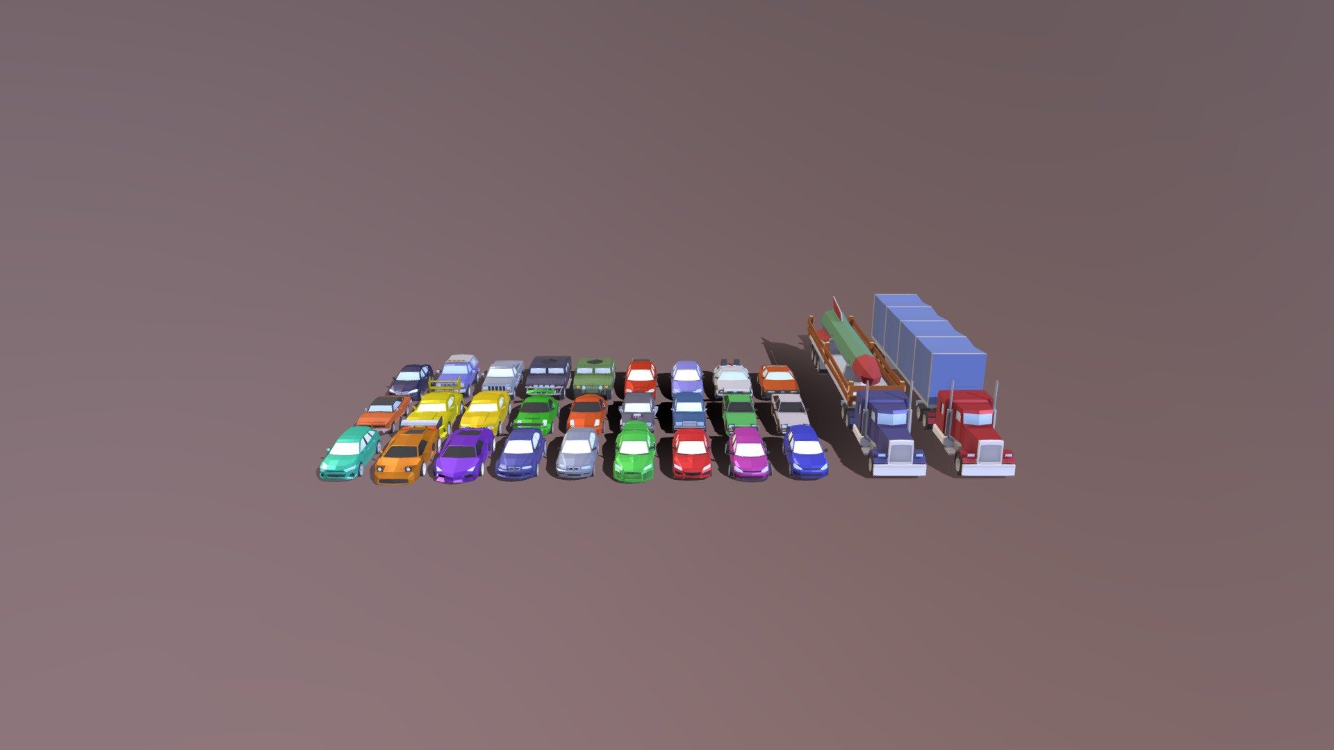 Low Poly Cars Pack 3d model