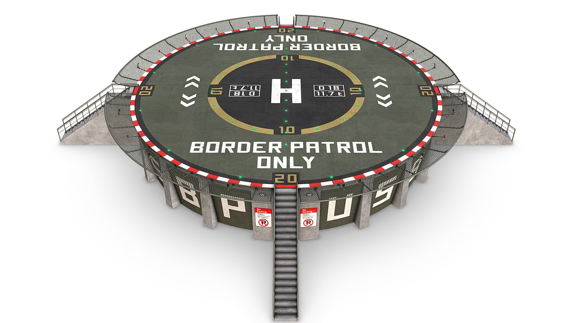 Circular US Border Patrol Helipad 3d model