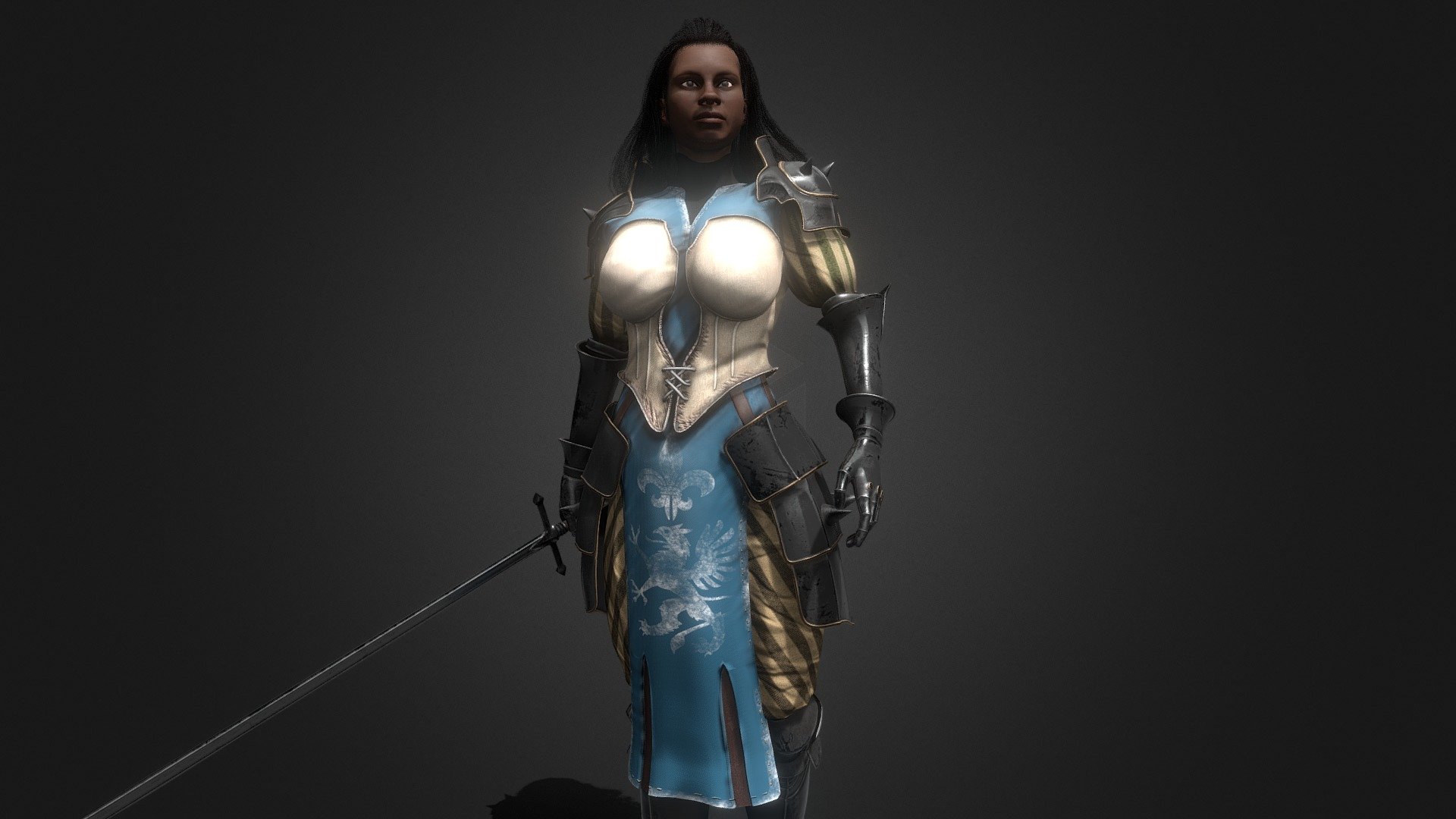 PBR Female Fantasy Hero v2 (Rigged) 3d model