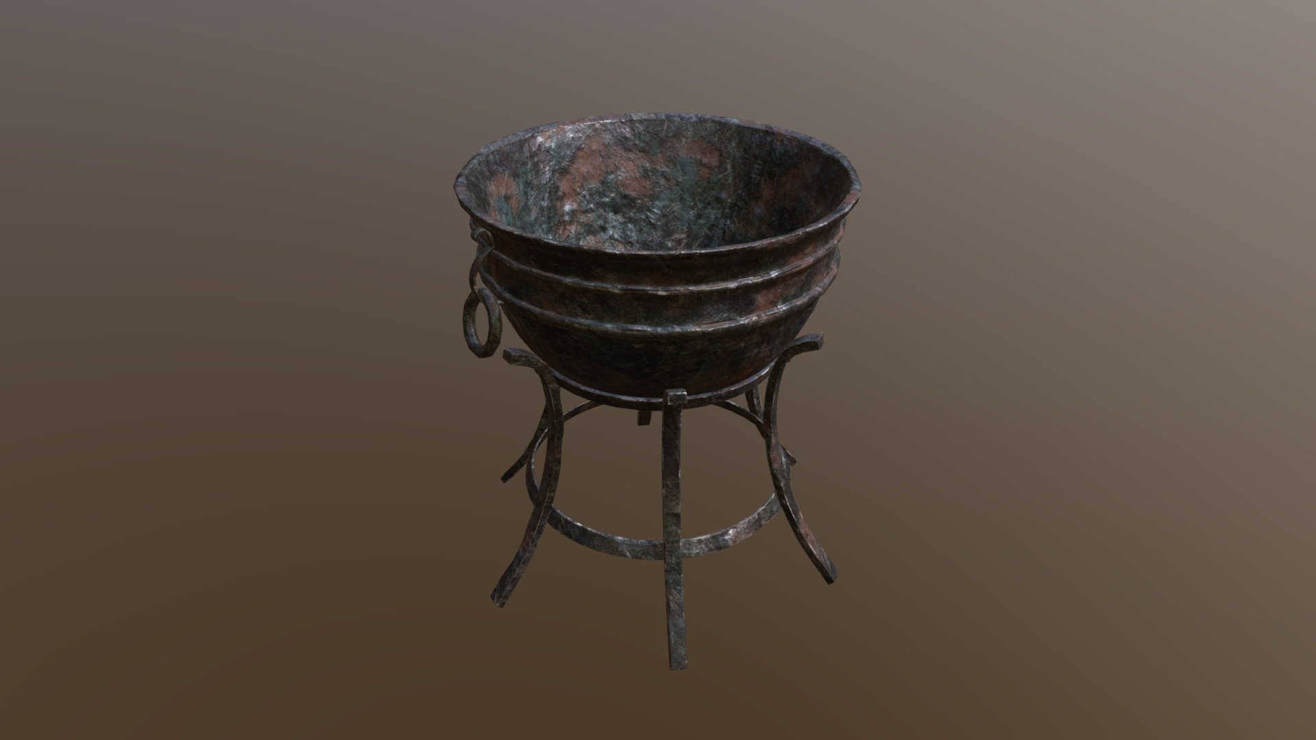 Old Metal Medieval Fire Pit Cauldron 3d model