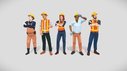 Low Poly Construction Workers Rigged Pack