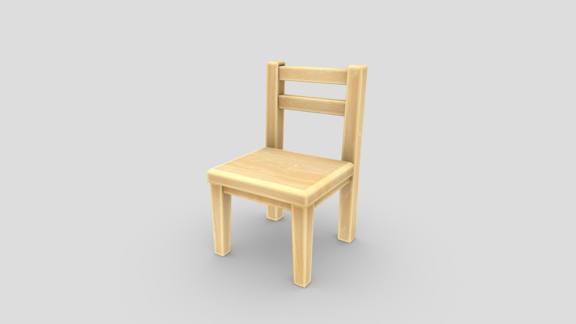 Stylized Low Poly Wooden Chair 3d model