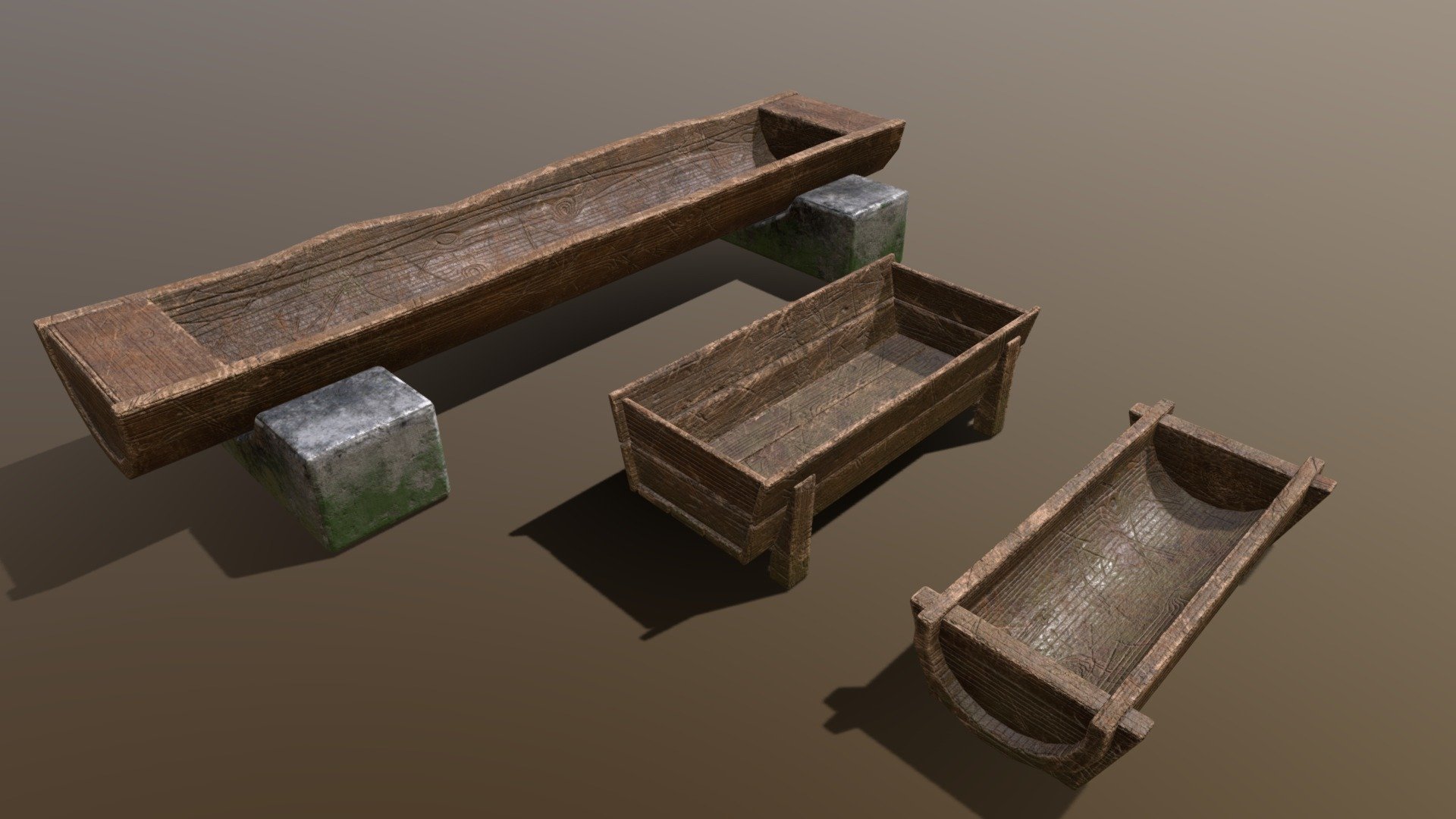 Medieval Trough Set 3d model