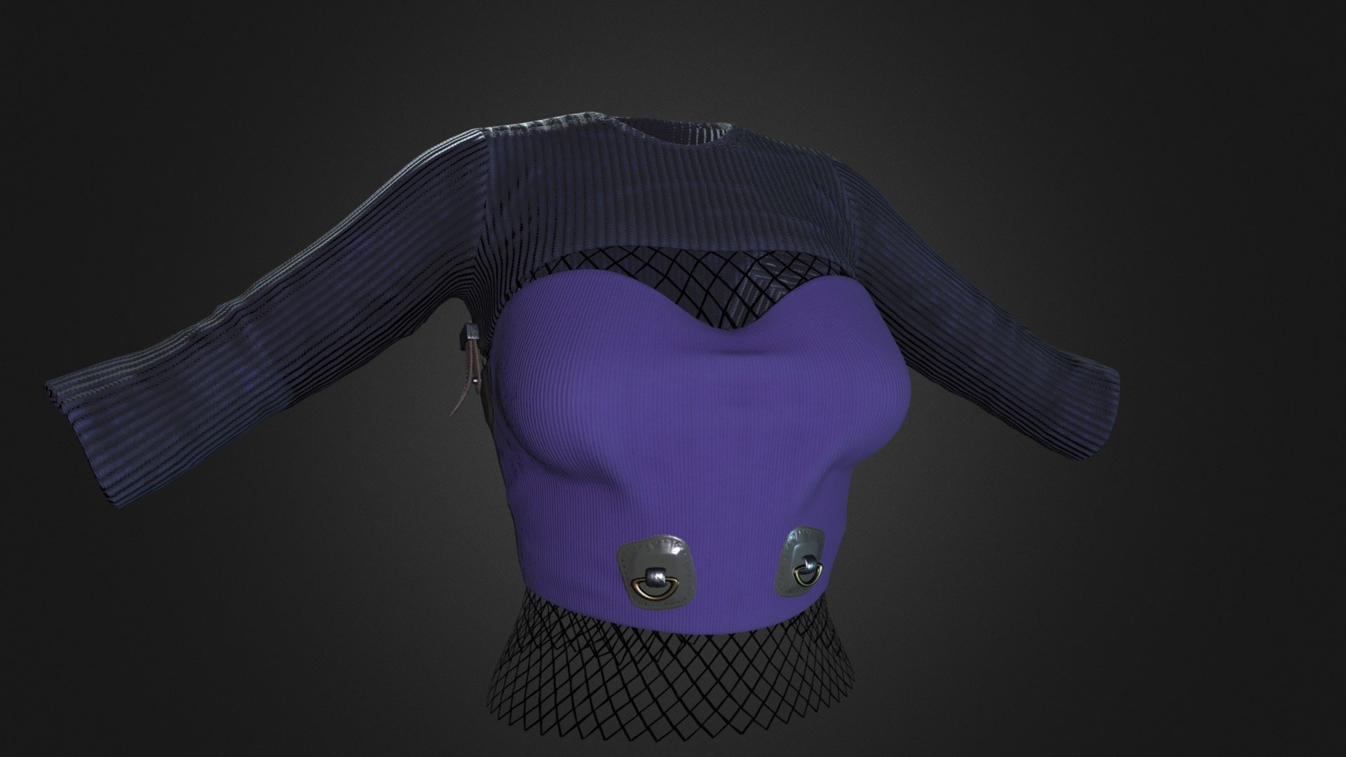 Shrug with Crop top and Fishnets 3d model