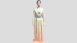 Tang Dynasty yellow jade waist hundredfold skirt