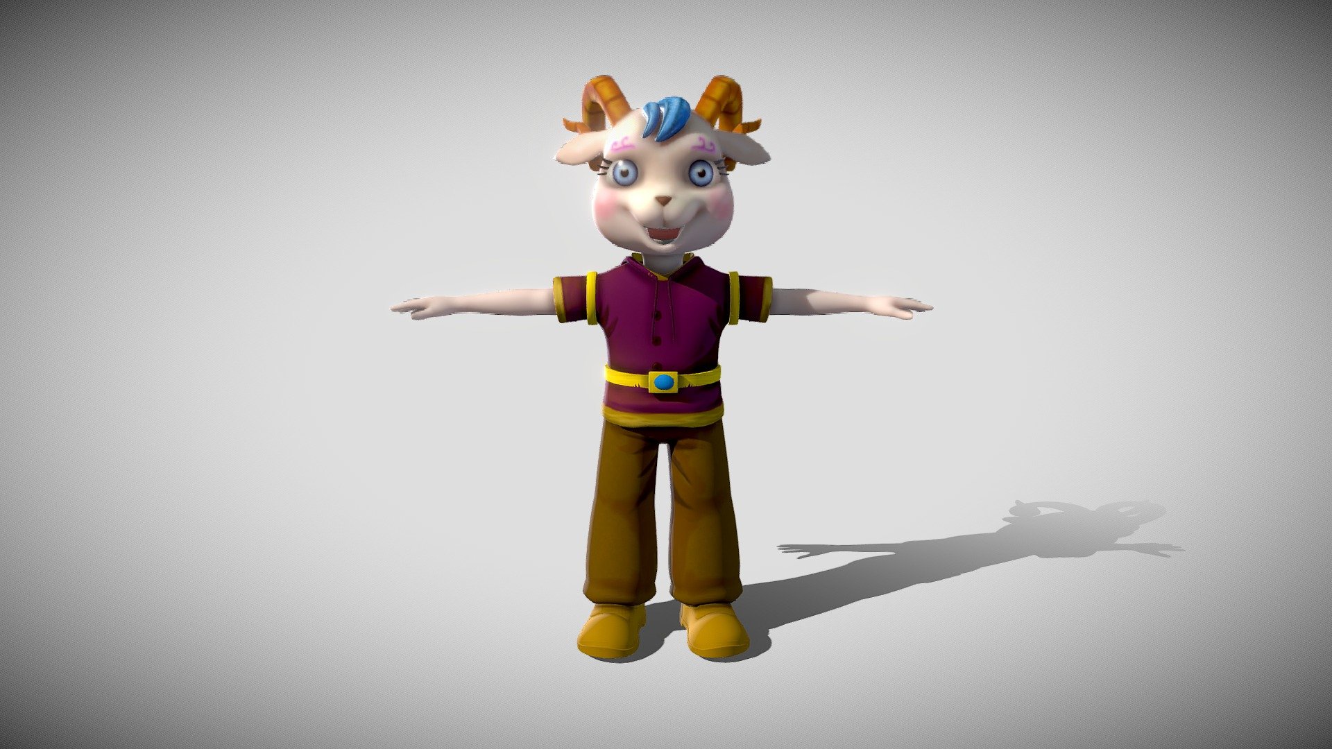 Cartoon sheep with a material binding 3D model 3d model