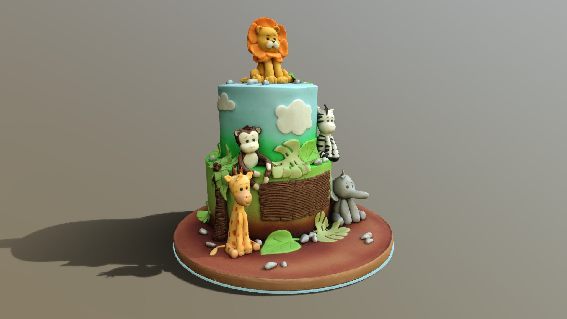 Cool Safari Animals Cake 3d model