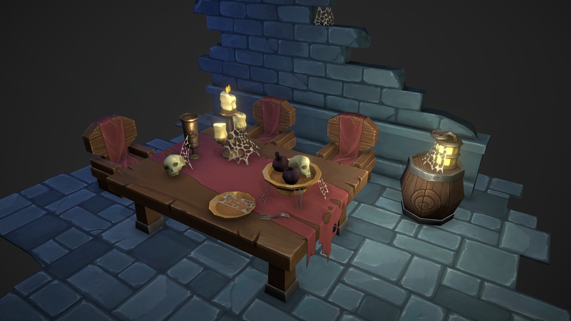 Old Table n chair 3d model