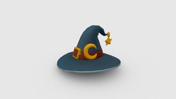 Cartoon wizard hat Low-poly 3D model