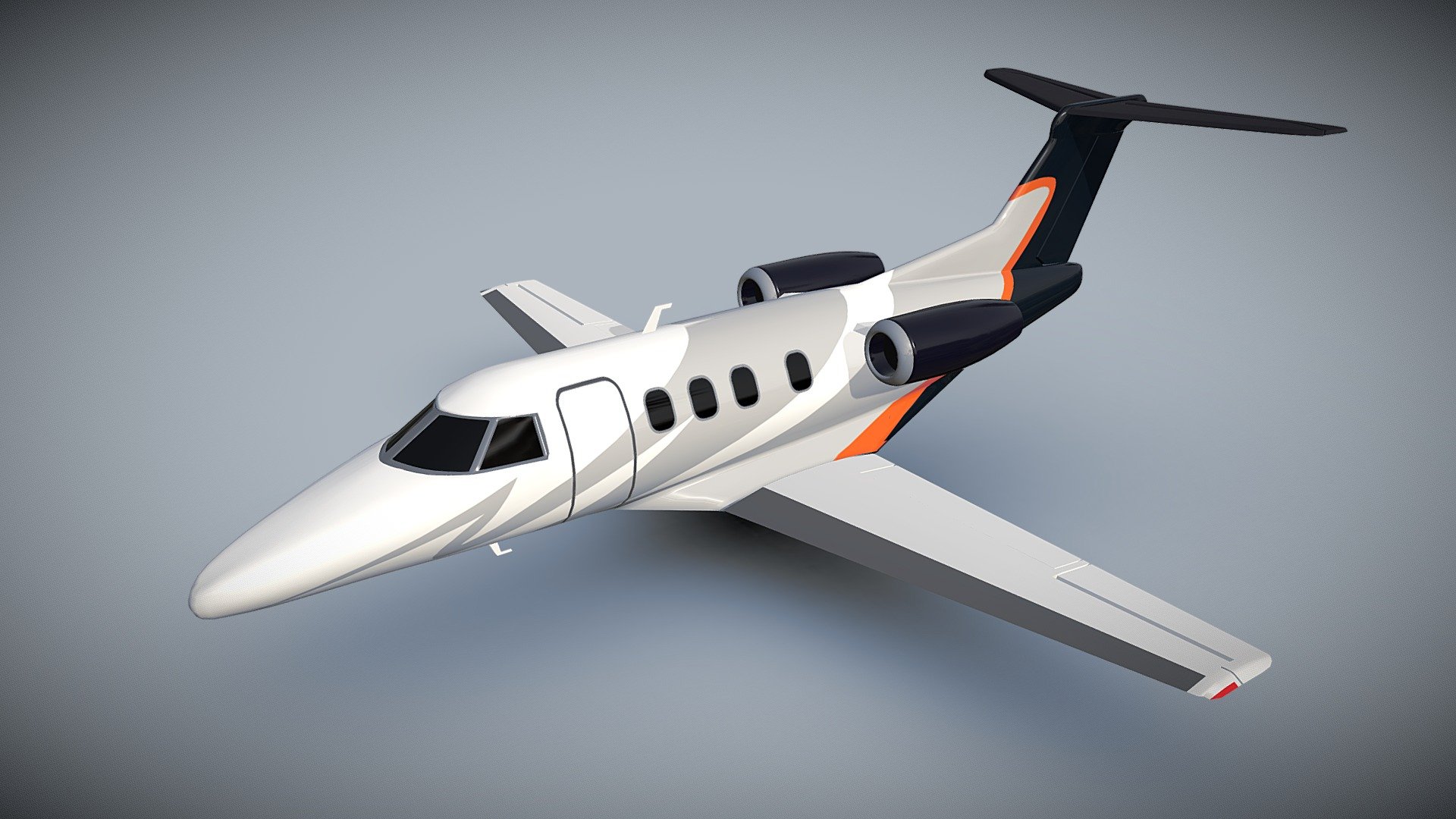 Embraer Phenom 100 lowpoly private jet 3d model