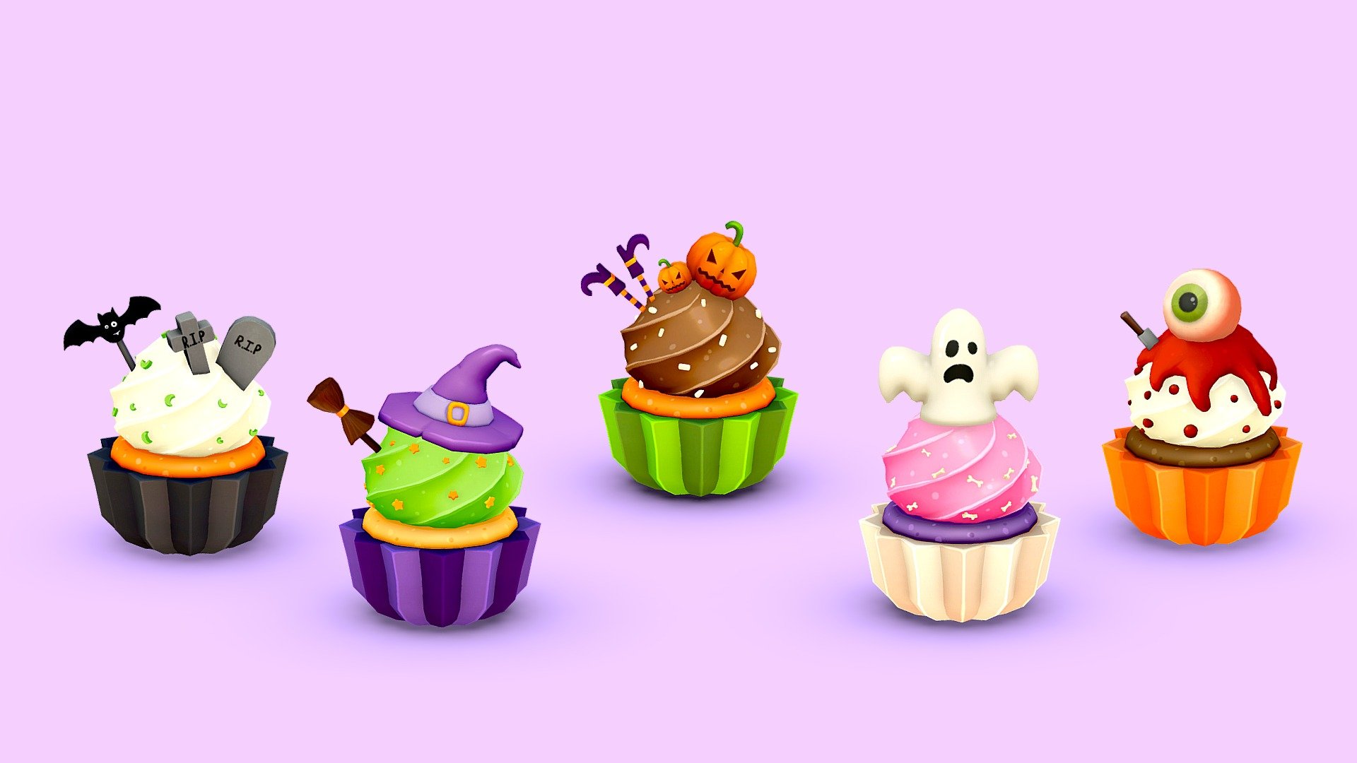 Halloween Cupcakes 3d model