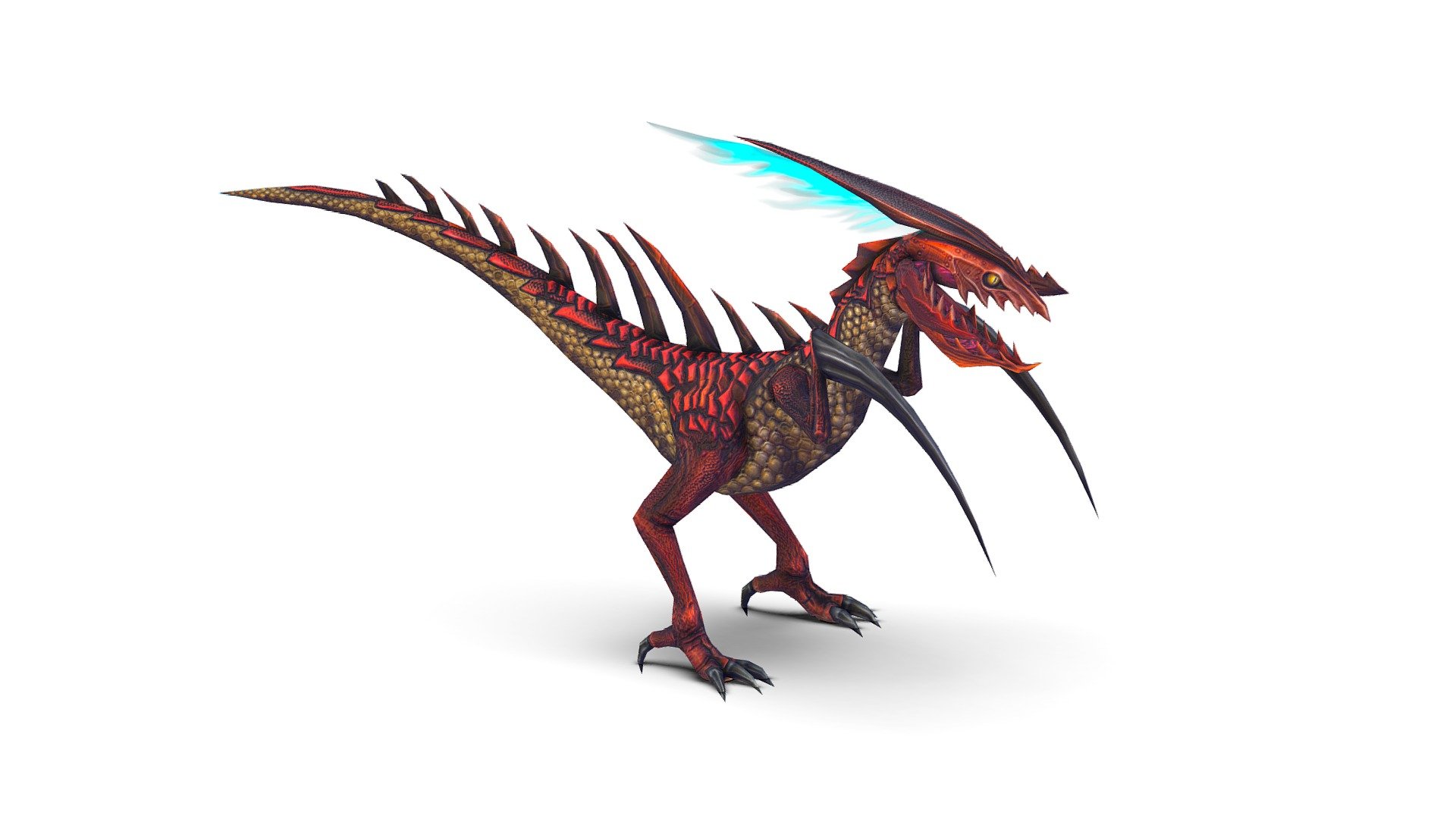 Low Poly Monster Red Alien Dino 3d model