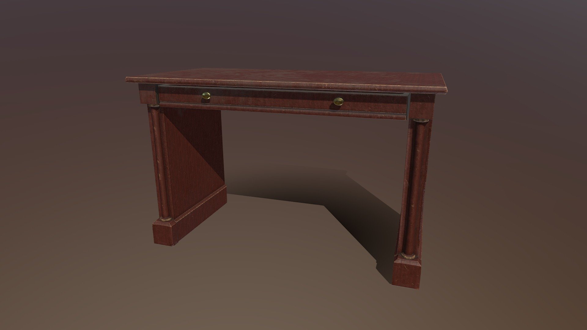 Old Fashioned Wooden Desk 3d model