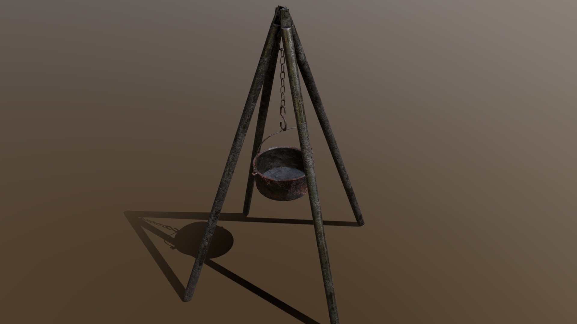 Old Medieval Iron Cooking Tripod 3d model